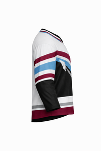 Jersey de Hockey sobre Hielo para Hombre, Cuello en V, Manga Tres Cuartos, Rayado, Sublimado, Transpirable, de Poliéster - Product Image 3