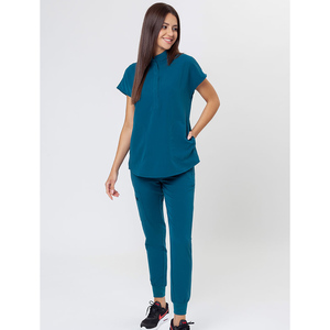 Conjuntos clásicos de uniformes de fregado personalizados, antiarrugas uniforme médico estirable, traje de fregado con cuello en V, uniformes de enfermería con logotipo para mujer - Product Image 1