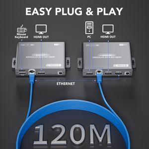 ตัวขยายสัญญาณ SYONG <span class=keywords><strong>4K</strong></span> <span class=keywords><strong>60Hz</strong></span> <span class=keywords><strong>HDMI</strong></span> KVM USB แบบไม่มีดีเลย์ ระยะ 120 เมตร (394 ฟุต) ผ่านสาย Cat5e/6, พอร์ต USB 2.0 จำนวน 2 พอร์ต, รองรับความละเอียด 1080P120Hz, แบบเสียบใช้งานได้ทันที - Product Image 5