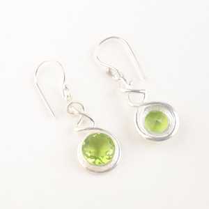 Peridot Gemstone Sterling <b>Silver</b> <b>Stud</b> Earrings Handmade August Birthstone Jewelry Gold Plated Party Elegant for Women - Product Image 3