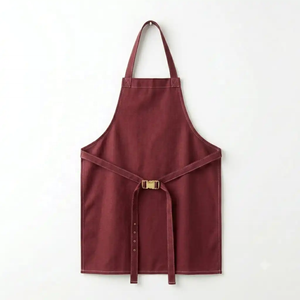 Delantal de Algodón Borgoña con Dos Bolsillos - Unisex Adulto - Delantal Profesional de Cuero para Cocina/Barbacoa/Barbería - Product Image 2