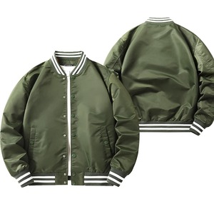 Veste universitaire de couleur unie de qualité supérieure pour hommes, uniforme de baseball ample à la mode, veste bombardier en toile imperméable et coupe-vent, veste décontractée - Product Image 3