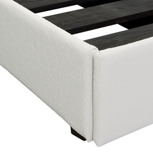 Cama de madera de teca maciza personalizada de diseño moderno de lujo con tela suave y cabecero de espuma para muebles de dormitorio - Product Image 2