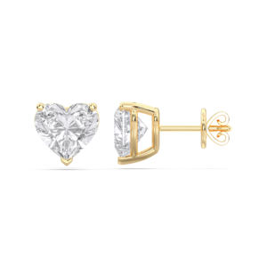 5,00 CT F/VS Heart Cut Lab Grown Diamond Three Prong Set Stud Earring Hecho en oro sólido para unisex - Product Image 1