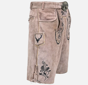 Nouveaux hommes bavarois Antique-Look Lederhosen cuir marron CowSplit pantalon avec broderie taille moyenne toutes les tailles pour Oktoberfest - Product Image 5