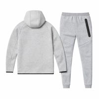 Ensemble de survêtement pour homme, veste à capuche zippée et pantalon de jogging en polaire technique, gris chiné, vêtements de sport pour l'entraînement