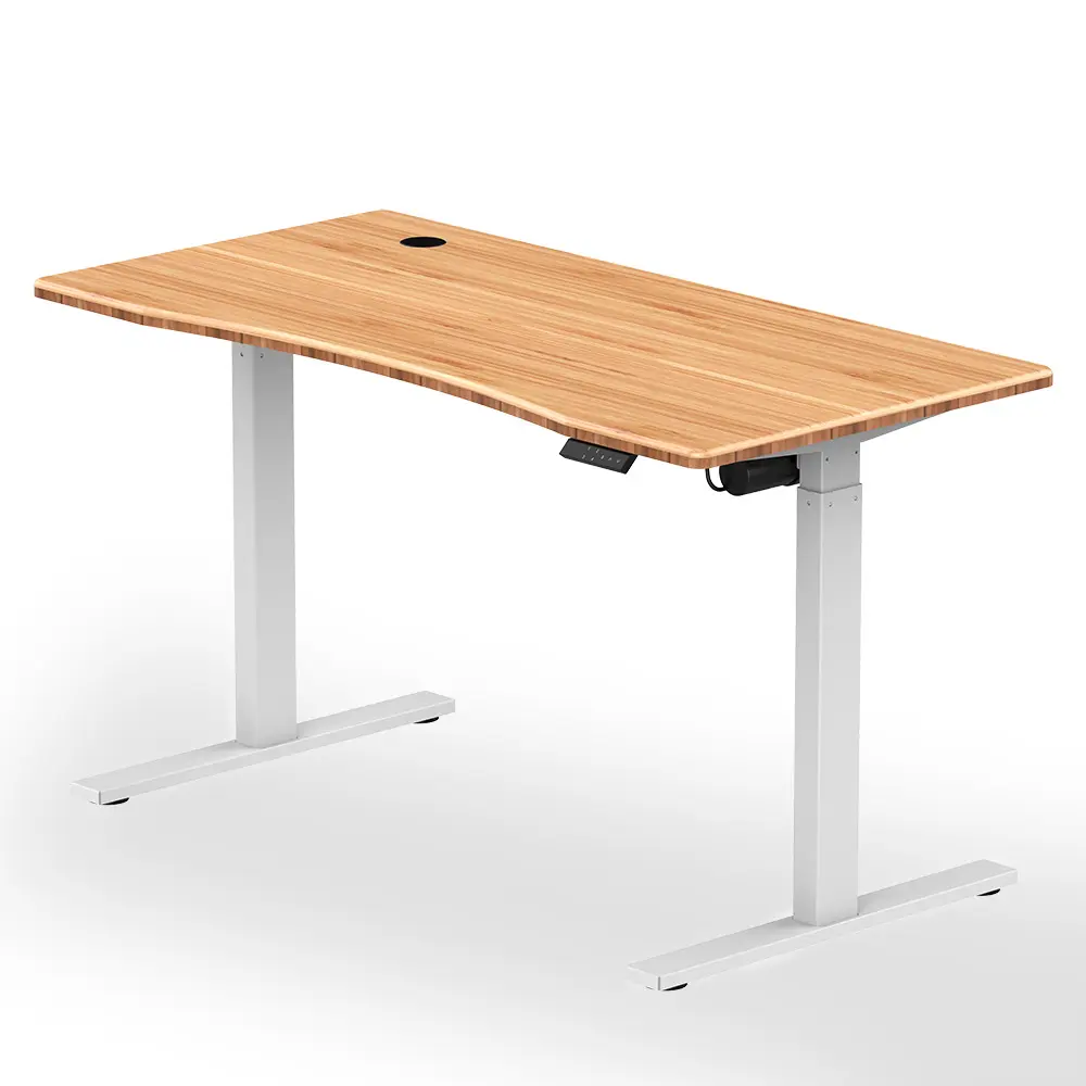 משרד יוקרה חשמלי יחיד מנוע שולחן לשבת ועמידה מחשב מעלית שולחן לבן מסגרת מתכוונן גובה