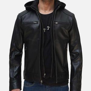 Logo personnalisé veste en cuir noir véritable de haute qualité pour hommes vêtements d'extérieur nouvelle veste de moto pour hommes - Product Image 1