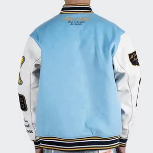 OEM Manufacturer 2025 Custom Logo Cropped Bomber Varsity Jacket Chenille Embroidery Leather Print Street Wear Men's Winter - Product Image 3