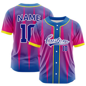 Diseño personalizado Impresión de transferencia de calor Logo Transpirable Tallas grandes Uniforme de béisbol Jerseys Color degradado al por mayor - Product Image 1