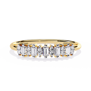 แหวนเพชรทองคำแท้ 14K 18K สีเหลือง ทรง Eternity คุณภาพ VVS VS ทรงบาแก็ตต์ ดีไซน์หรูหรา งานจิวเวลรี่ชั้นดี - Product Image 1