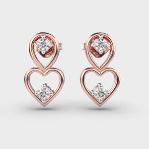 18K <b>Gold</b> Plated Double Heart Drop <b>Earrings</b> with CZ Diamond for Women Minimalist <b>Dangle</b> Stud <b>Earrings</b> Fashion Jewelry Gift - Product Image 4