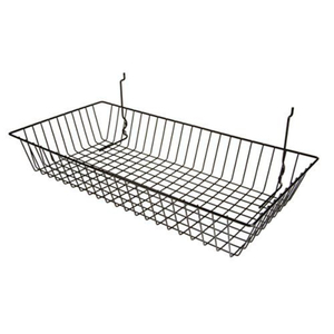 <b>Black</b> Metal Wire <b>Storage</b> <b>Basket</b> <b>With</b> Handles Rectangular Hanging Kitchen Pantry Organizer Bin Heavy Duty Iron Utility Container - Product Image 5