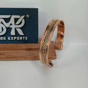 Stylish Traditional <b>Magnetic</b> Copper Open Cuff Bangle Handmade Adjustable <b>Bracelet</b> with Chain Design Lightweight <b>for</b> Men <b>Women</b> - Product Image 5