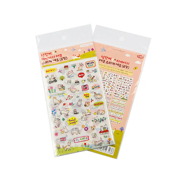 Wholesale Custom Printing Promotion Cute Decorate Epoxy Self-adhesive Decal Cartoon Clear Waterproof Kids PVC Sticker Sheet