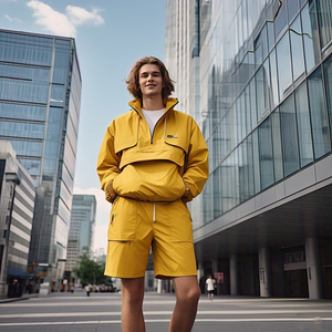 Conjunto de Chaqueta Cortavientos Impermeable con Capucha y Pantalones Cortos de Lluvia para Mujer, de Spandex/Poliéster, Ligero, con Cierre - Product Image 6