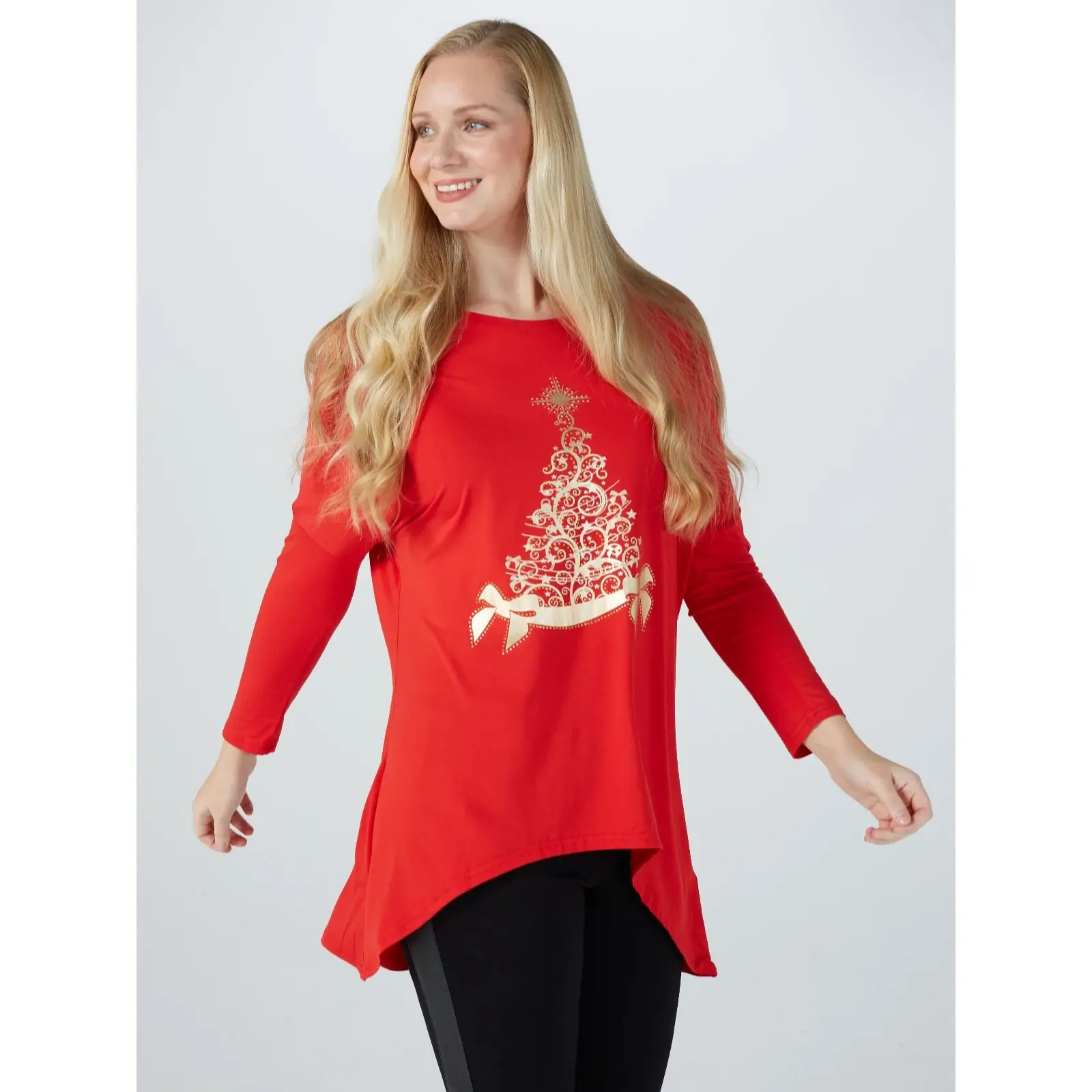 Trendy Lange Mouwen Kerst T-shirts Voor Vrouwen Van Bangladesh Casual 100% Katoen Effen Geverfd Custom Made Size Meisje Dame vrouwen