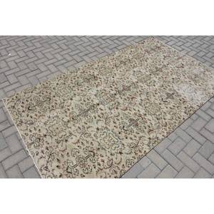 พรมขนสัตว์ตุรกีสีเบจ4.8ft วินเทจ8.4ft สี่เหลี่ยมผืนผ้าพื้นที่ขนาดใหญ่ที่มีลวดลายนามธรรมสำหรับห้องนอนห้องโถงพื้นหลังทำจากน้ำยาง - Product Image 4
