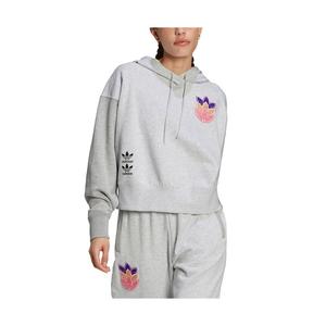 Sweat-shirt actif pour femme avec logo Adidas, couleur : gris clair chiné, 100% authentique - Product Image 3