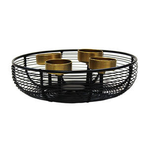 Candelero para ocasión de cumpleaños de 4 secciones, Sección de luz Multi-T, candelabro de alambre de Metal de hierro negro PC con cesta - Product Image 1