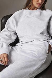 Ensemble de survêtement en molleton uni pour femme, manches longues, pantalon de jogging, écologique et respirant, vente en gros - Product Image 5