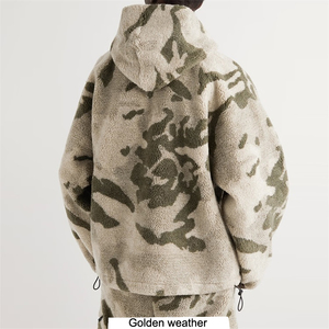 Survêtement d'hiver sur mesure en gros, grande taille, imprimé intégral, demi-zip, polaire sherpa, motif camouflage, écologique - Product Image 3