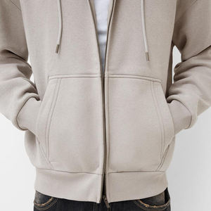 Heavy GSM Thicken Warm Cotton Fleece Jogging Zip up Drop Shoulder <b>Hoodie</b> <b>Men</b> Custom Oversized Zipper <b>Men's</b> Baggy <b>Hoodie</b> - Product Image 5