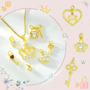 จี้รูปมือฮัมซาเคลือบทอง 18K ทำจากทองเหลืองเคลือบสี สำหรับทำสร้อยคอผู้หญิง เครื่องรางป้องกันภัย สำหรับทำเครื่องประดับ - Product Image 1