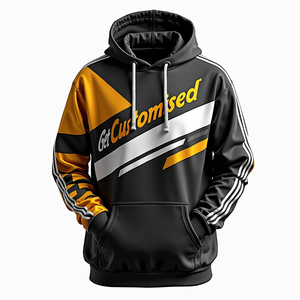 เสื้อฮู้ดดี้โอเวอร์ไซส์ ทนทาน สตรีทแวร์แบบสั่งทำพิเศษสำหรับผู้ชาย พิมพ์ลายแบบซับลิเมชั่น ผ้าโพลีเอสเตอร์ 100% ผสมผ้าฝ้ายพื้นฐาน สไตล์คนเมือง - Product Image 2