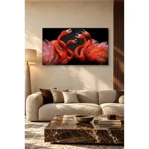 Impresión en lienzo de Fida: Cuatro flamencos formando un corazón - Product Image 1