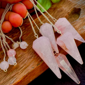 Péndulo de espiga de Reiki Energy curativo, cristales de cuarzo rosa y piedras - Product Image 2