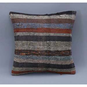 Funda de Almohada de Kilim Turco Anudada a Mano (Beige) 18 X 18 Rc_27138 - Product Image 1