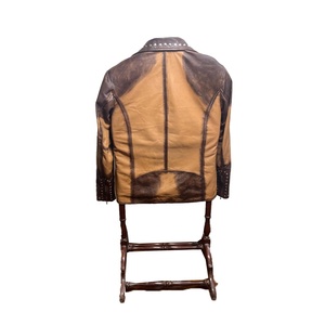 OEM ODM <b>Men's</b> Vintage Distressed Brown Quilted <b>Biker</b> Style Loose Casual Rock Vintage Zip Up Leather <b>Jacket</b> <b>Men</b> - Product Image 3