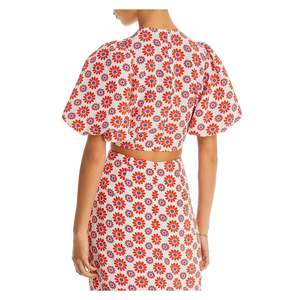 Top Corto in Chiffon Rhode Lana con Maniche a Sbuffo Colore Arancione - Product Image 2