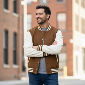 Blouson universitaire homme personnalisé en toile 100% laine, tendance, avec broderie chenille sur le devant, imperméable, à capuche, pour l'hiver, style décontracté, haute qualité - Product Image 5