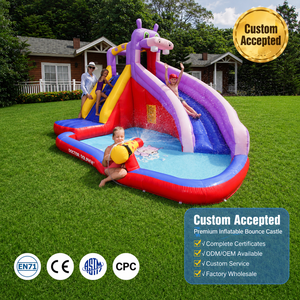 Venta Directa <span class=keywords><strong>Doctor</strong></span> Dolphin 420D Oxford Tobogán Acuático Inflable y Castillo Hinchable para Eventos al Aire Libre, Capacidad de 135 kg, 3 Pasajeros - Product Image 1