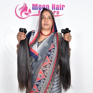 Extensions de cheveux humains indiens bruts 100% naturels, aspect naturel, lisses et soyeux, mèches vierges non Remy, double trame, non traités, à vendre - Product Image 4