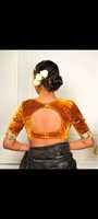 Blouse en velours pour femmes, manches 3/4, avec pierres/broderies, pour sari, vente en gros