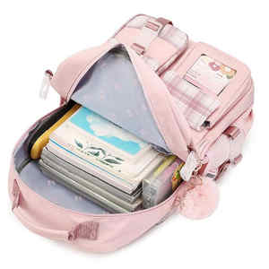 Pour adolescentes et femmes étudiants grands sacs à livres roses sacs à dos de voyage décontractés sacs d'école - Product Image 4