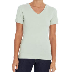 Vêtements de sport de gym personnalisés de haute qualité pour femmes T-shirts à col rond Boutons écologiques Conception respirante en coton Compression - Product Image 1