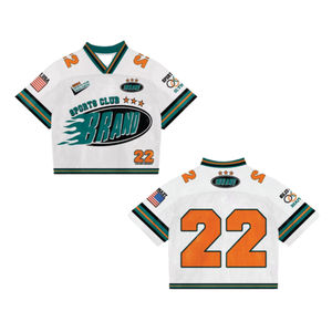 เสื้อฟุตบอลอเมริกันครอปโอเวอร์ไซส์ผ้าพิมพ์ซับลิเมชันสกรีนลายตามแบบย้อนยุคตาข่ายระบายอากาศได้ดี - Product Image 4