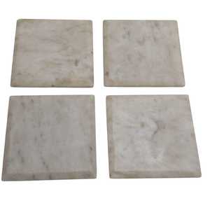 Ensemble de 4 sous-verres en marbre blanc, pierre naturelle, sous-verres carrés de 4 pouces - Product Image 3