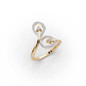 Double Loop Lab-Grown Diamond Ring Rose Gold and Gold Plated Fashionable Hip-Hop Style Inlay Setting Trendy Engagement Ring - Product Image 4