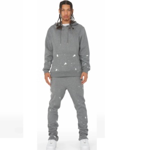 OEM Personnalisable Vintage Flare Hoodie 2-Piece Sweatpants Jogger Sweats 100% Cotton Puffer Pullover Casual Winter Set for Men - Product Image 1