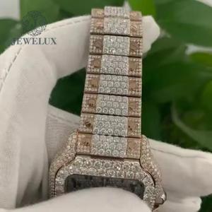 Premium Moissanite Diamond <b>Watch</b> Automatic Quartz Iced <b>Black</b> Dial Gold Stainless Steel Band Elegant Analog Business Street Style - Product Image 4