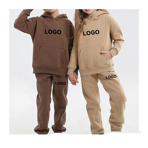 2025 survêtement enfants survêtements pull à capuche couleurs unies personnalisé tenue décontracté survêtement pour filles Jogging ensembles respirant - Product Image 4