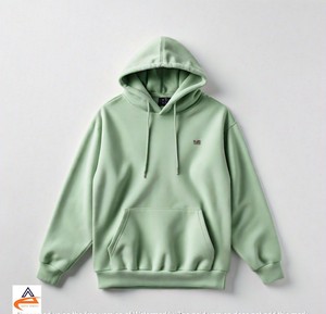 Sudadera con capucha verde claro para hombre 350 GSM para un uso cómodo Sudadera con capucha holgada de lana transpirable de alta calidad - Product Image 3
