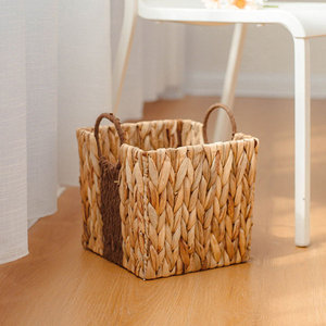 Boîte carrée pour aliments et fruits, écologique, style bohème, avec poignées, fabriquée en jacinthe d'eau naturelle et en herbe de mer, OEM ODM - Product Image 2