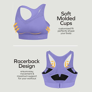 Women's Lightweight <b>Racerback</b> Sports <b>Bra</b> Soft Padding High Support Shockproof for Active Workouts Plus Size Available Breathable - Product Image 3