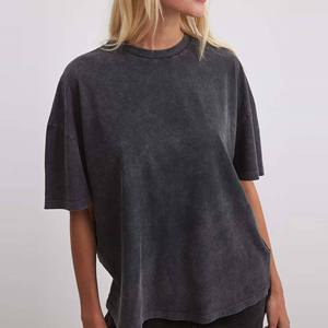 T-shirts surdimensionnés délavés à l'acide Chemises unies vierges à manches courtes pour femmes T-shirt surdimensionné Boxy Fit respirant de qualité supérieure - Product Image 1